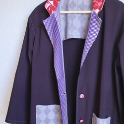 Dark Purpleの大人かわいい Kimono Long Jacket (no.129) 6枚目の画像