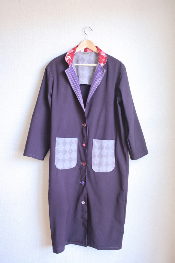 Dark Purpleの大人かわいい Kimono Long Jacket (no.129) 10枚目の画像