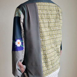 メンズ Satnd collar キモノpatchwork shirt (no.143) 6枚目の画像