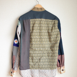 メンズ Satnd collar キモノpatchwork shirt (no.143) 7枚目の画像