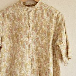 男士植物圖案時尚和服半開襟襯衫（No.151） 第6張的照片