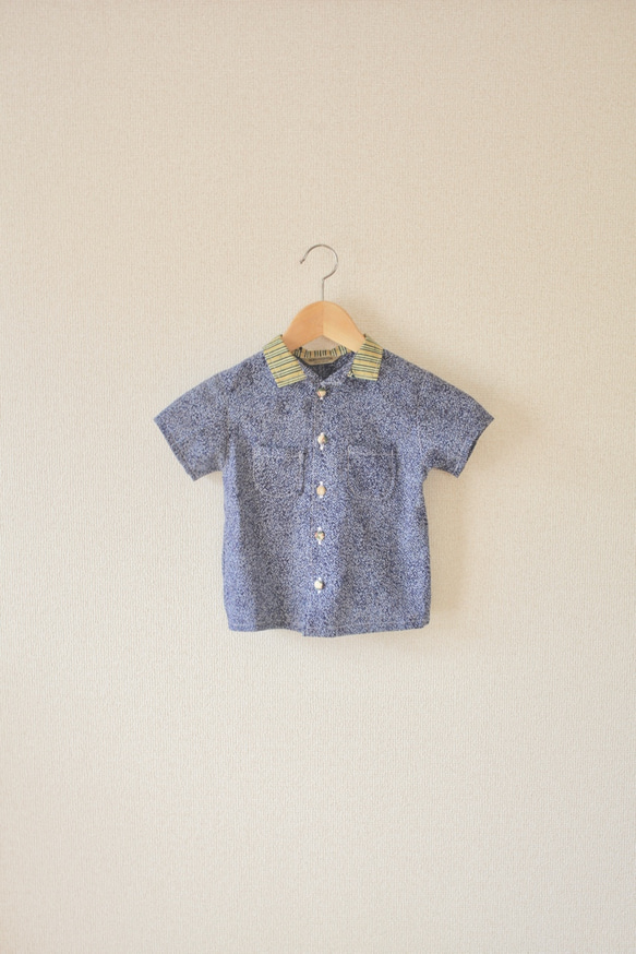 SALE!!!! KIDS blueゆかたとgreen stripeキモノのオシャレシャツ&パンツ (no.211) 3枚目の画像