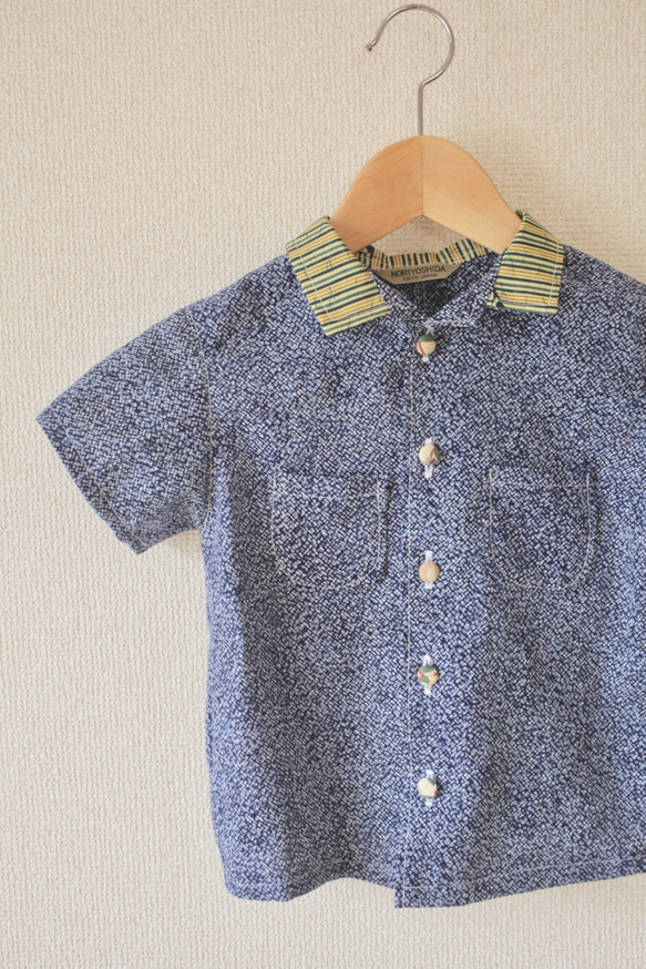 SALE!!!! KIDS blueゆかたとgreen stripeキモノのオシャレシャツ&パンツ (no.211) 4枚目の画像