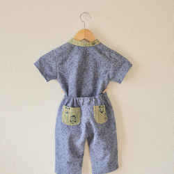 出售!!!!兒童藍色浴衣和綠色條紋和服時尚襯衫和褲子（211號） 第2張的照片