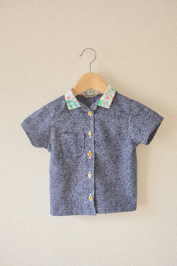 SALE!!!! KIDS レトロな花柄collarのゆかたシャツ＆スカート (no.213) 3枚目の画像