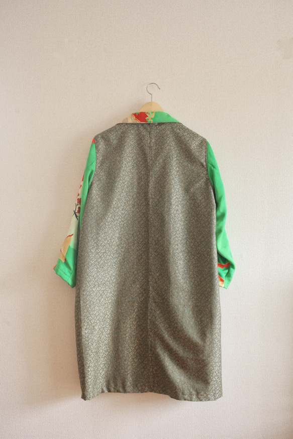 淺綠色Furisode x成人和服秋季春季長外套（No.221） 第2張的照片