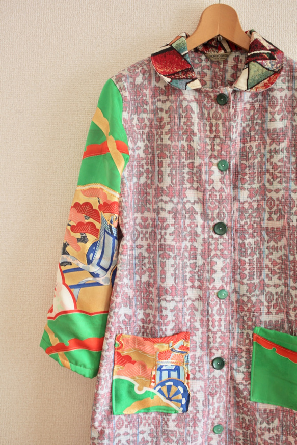 Furisode x PINK Komonori Kimono的秋季Harunomi Eiri長外套（第222號） 第3張的照片