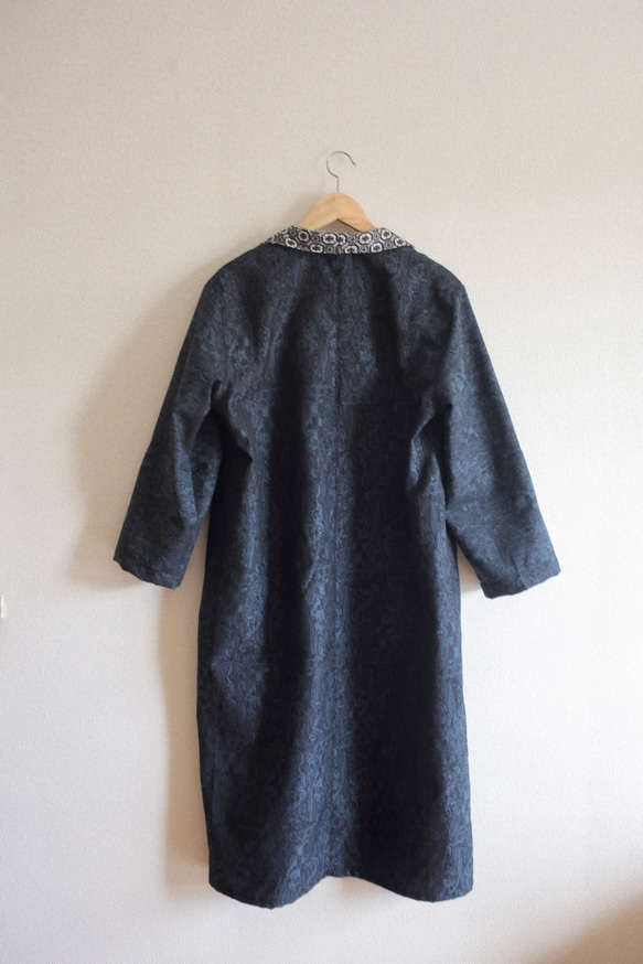 男士Shogi x格紋x深藍色和服秋季長款外套（第235號） 第2張的照片