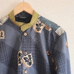 男士shogi和藍色和服個性時尚襯衫（No.241） 第2張的照片