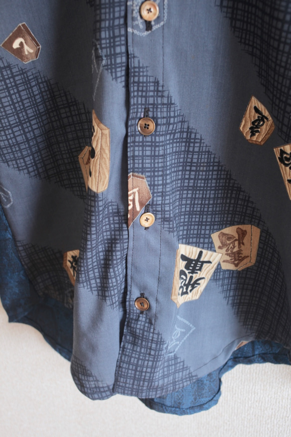 男士shogi和藍色和服個性時尚襯衫（No.241） 第3張的照片