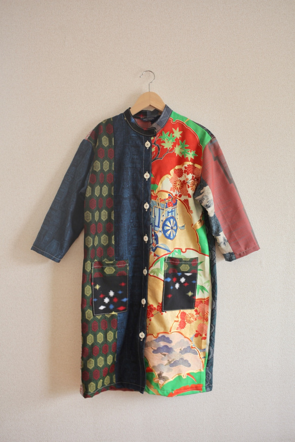 キモノpatchworkのおしゃれなこだわりストレートJacket/dress (no.244) 4枚目の画像