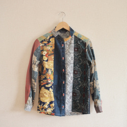 Boyish Kimono拼接成人時尚襯衫（No.245） 第2張的照片