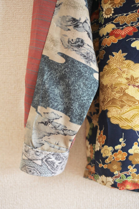 Boyish Kimono拼接成人時尚襯衫（No.245） 第6張的照片
