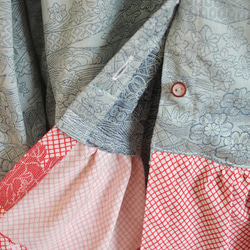 柔和淺藍色x復古紅色和服褶邊襯衫（no.251） 第6張的照片