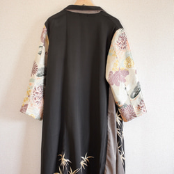 Black Kimono x仿古花鶴圖案柔軟長款夾克（編號283） 第7張的照片