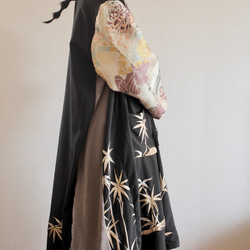 Black Kimono x仿古花鶴圖案柔軟長款夾克（編號283） 第10張的照片
