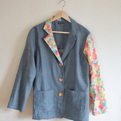 藍色和彩色和服超大號夾克（No.335） 第1張的照片