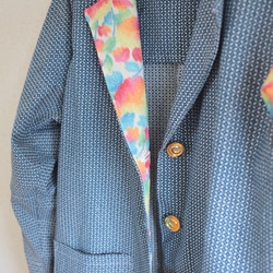 藍色和彩色和服超大號夾克（No.335） 第5張的照片
