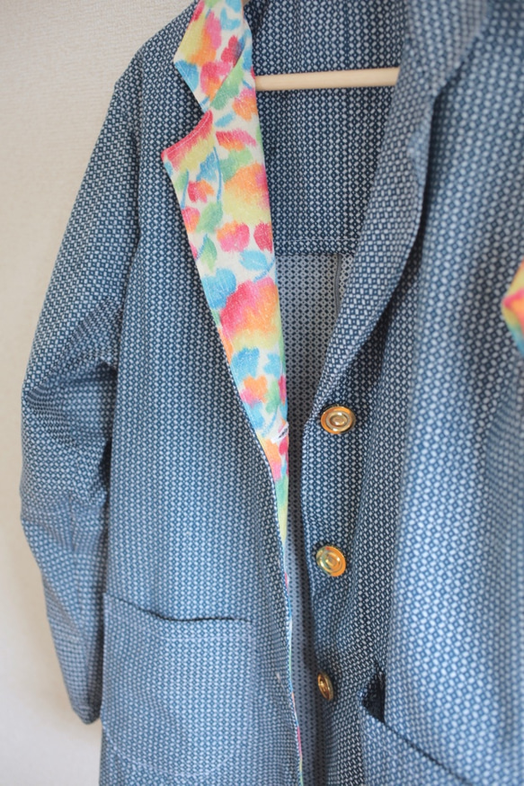 藍色和彩色和服超大號夾克（No.335） 第5張的照片