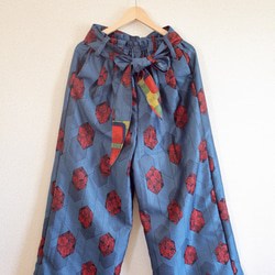 藍色x紅色和服現代寬褲（no.347） 第2張的照片