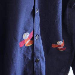 男士長袖藍色Yakkosan和服襯衫（編號402） 第2張的照片