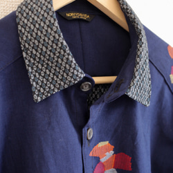 男士長袖藍色Yakkosan和服襯衫（編號402） 第5張的照片