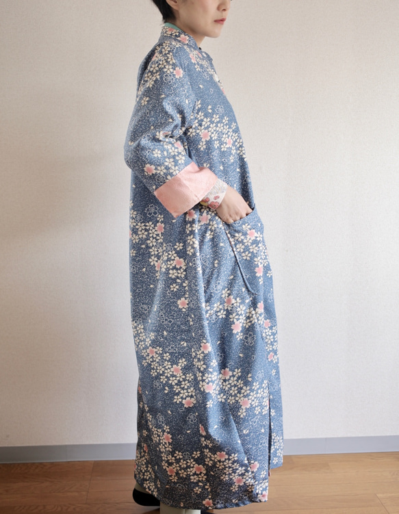 Sakurabuki和Blue Maxi Length Spring Long Jacket（編號408） 第3張的照片