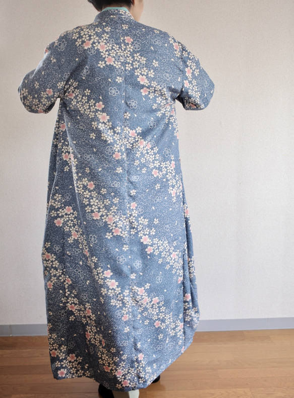 Sakurabuki和Blue Maxi Length Spring Long Jacket（編號408） 第4張的照片