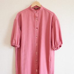 粉色真絲和服中長襯衫連衣裙（no.477） 第3張的照片