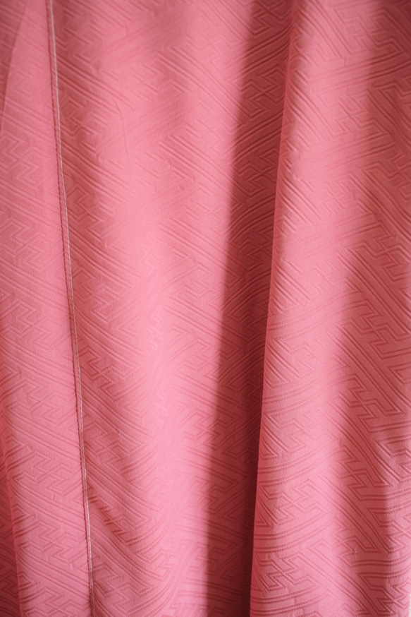 粉色真絲和服中長襯衫連衣裙（no.477） 第7張的照片