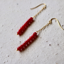 Red coral beads ピアス/イヤリング 3枚目の画像