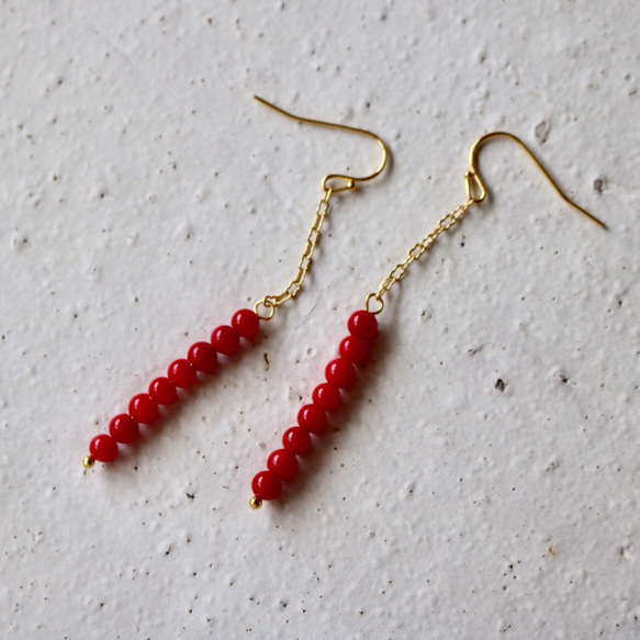 Red coral beads ピアス/イヤリング 4枚目の画像