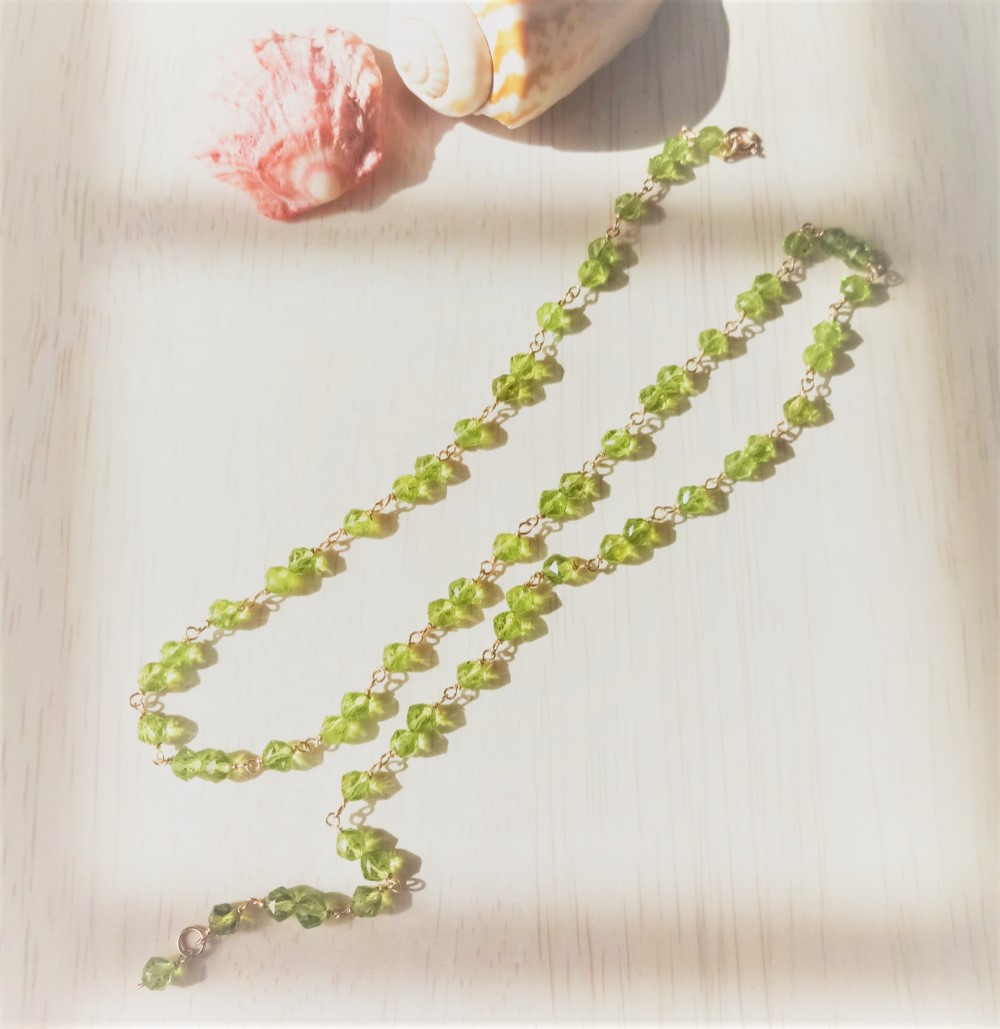 14kgfペリドットの海 2wayネックレス・ブレスレット