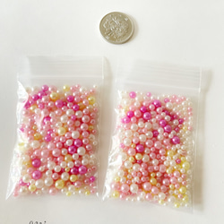 穴無しカラーツヤパール pink mix 10g ハンドメイド 素材 パール かわいい デコ ネイル 飾り ビーズ 2枚目の画像