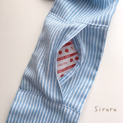ダブルガーゼのポケット付きスカーフ（デニム風ストライプ・ライトブルー）ネッククーラー　ネックウォーマー 3枚目の画像