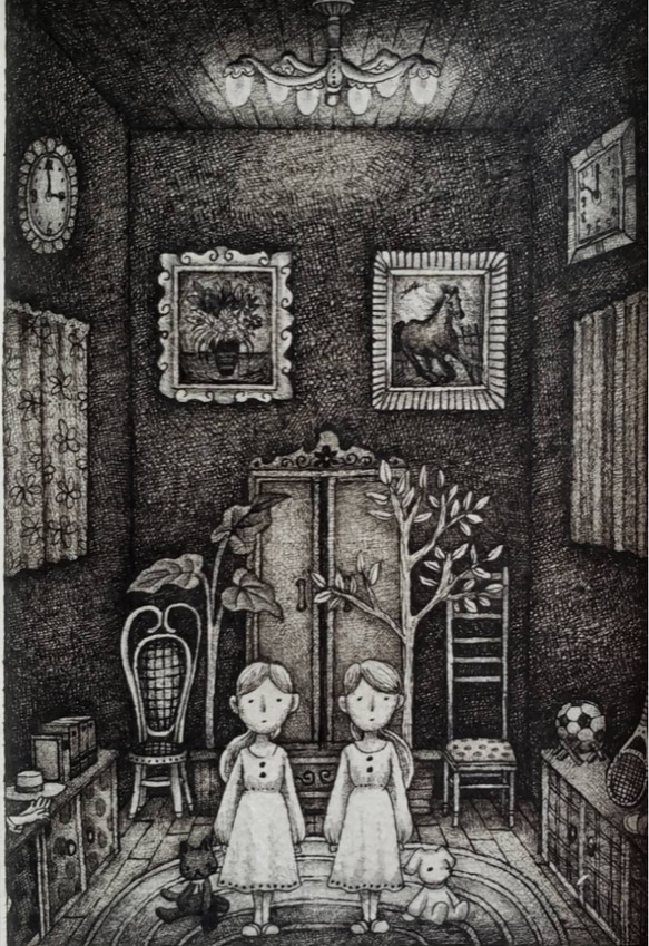 ペン画 301号室「双子の部屋」~ 絵画 はなさか兄さん 通販
