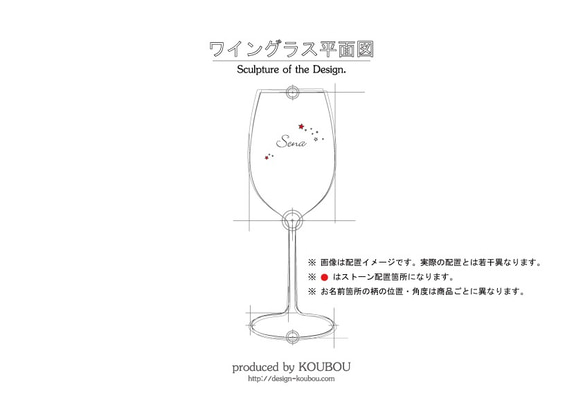 星のシンプルな名入れワイングラス 4枚目の画像