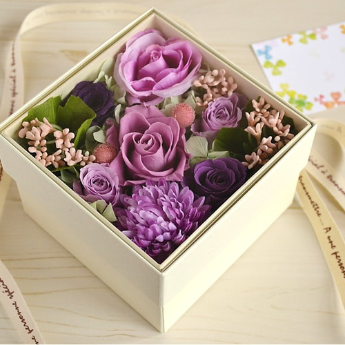 優しい色合いの全5色 ブリザーブドフラワー アートフラワー ボックス