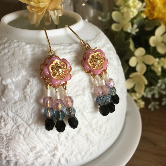 チェコビーズチャーム ハンドメイドチャーム ピアスチャーム C524