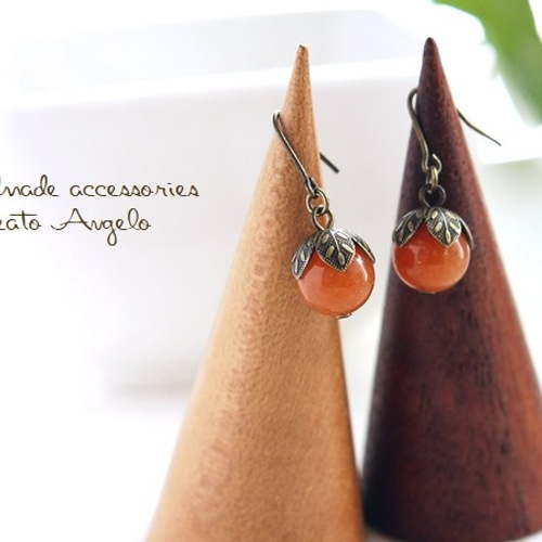 ◇◇天然石レッドアベンチュリンの一粒ピアス(p-055)AG ピアス（フック  