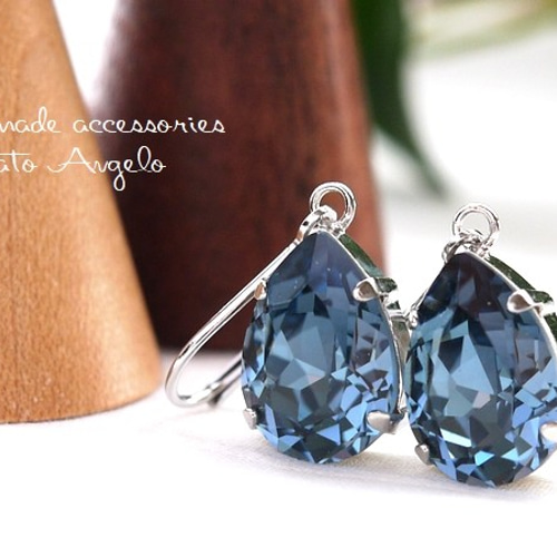 Drop Swarovski バミューダブルーのピアスS ピアス（フック