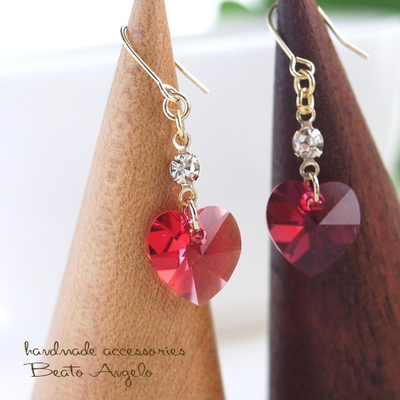 スワロフスキー 6228とラインストーンのピアス(p-044)インディアン