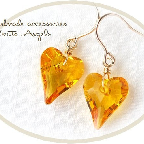 スワロフスキー ゴールド ハートイヤリング Swarovski 石 貴和