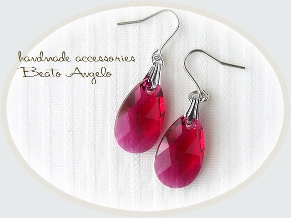 スワロフスキー 6106のピアス(p-006)ルビー S 一粒 レッド ピアス