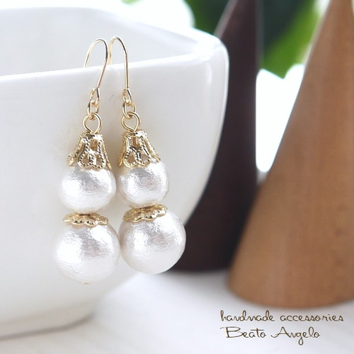 ◇◇K14GF 天然石ホワイトムーンストーンとアパタイトのピアス(p-001)