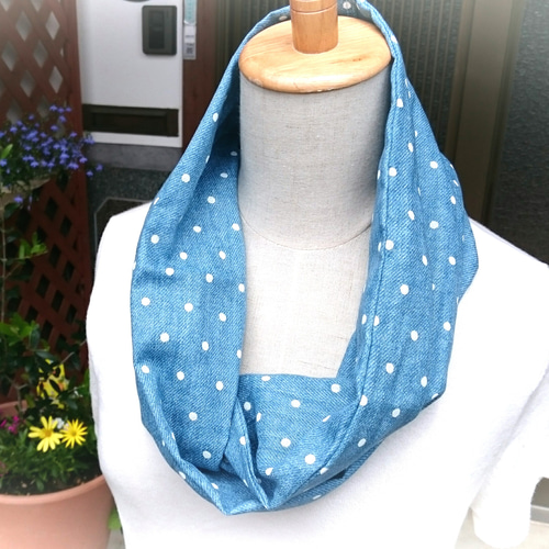 ガーゼスヌード*ハンドメイド 首元の日焼け防止・冷房対策に☆スラブWガーゼのバイカラー