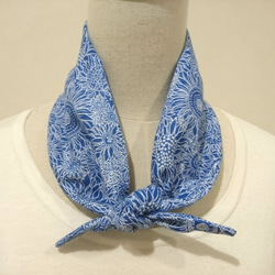 ダブルガーゼ スカーフ ひまわり ブルー 1枚目の画像