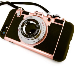 【 iPhone7用 クラッシック カメラ型カバー ピンクゴールド 】⭕️ただのiPhoneがネックレス+カメラ+スマホ 1枚目の画像
