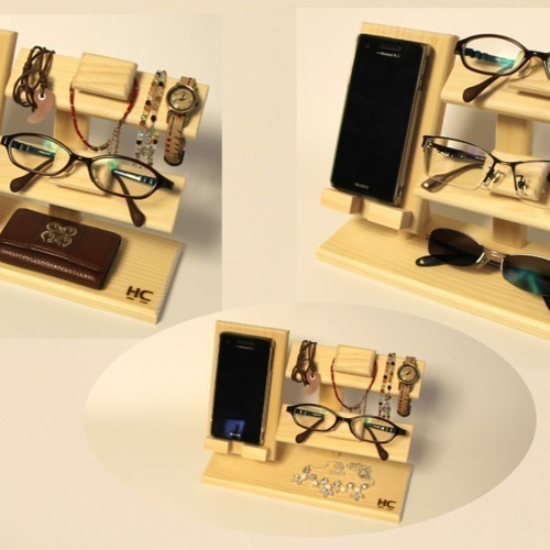 スマホ・ 時計・メガネ・アクセサリー まとめ置きスタンド SWG-260WW
