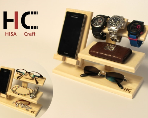 スマホ・ 時計・メガネ・アクセサリー まとめ置きスタンド SWG-260WT